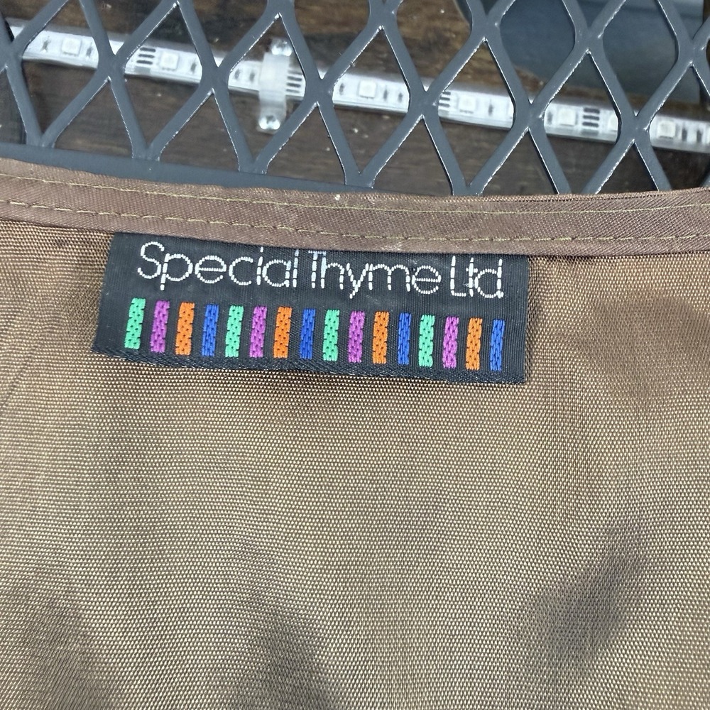 Vintage Special Thyme Ltd Tapestry Vest Women Boho Folk Art Button Back Tie Sz M - Picture 4 of 7